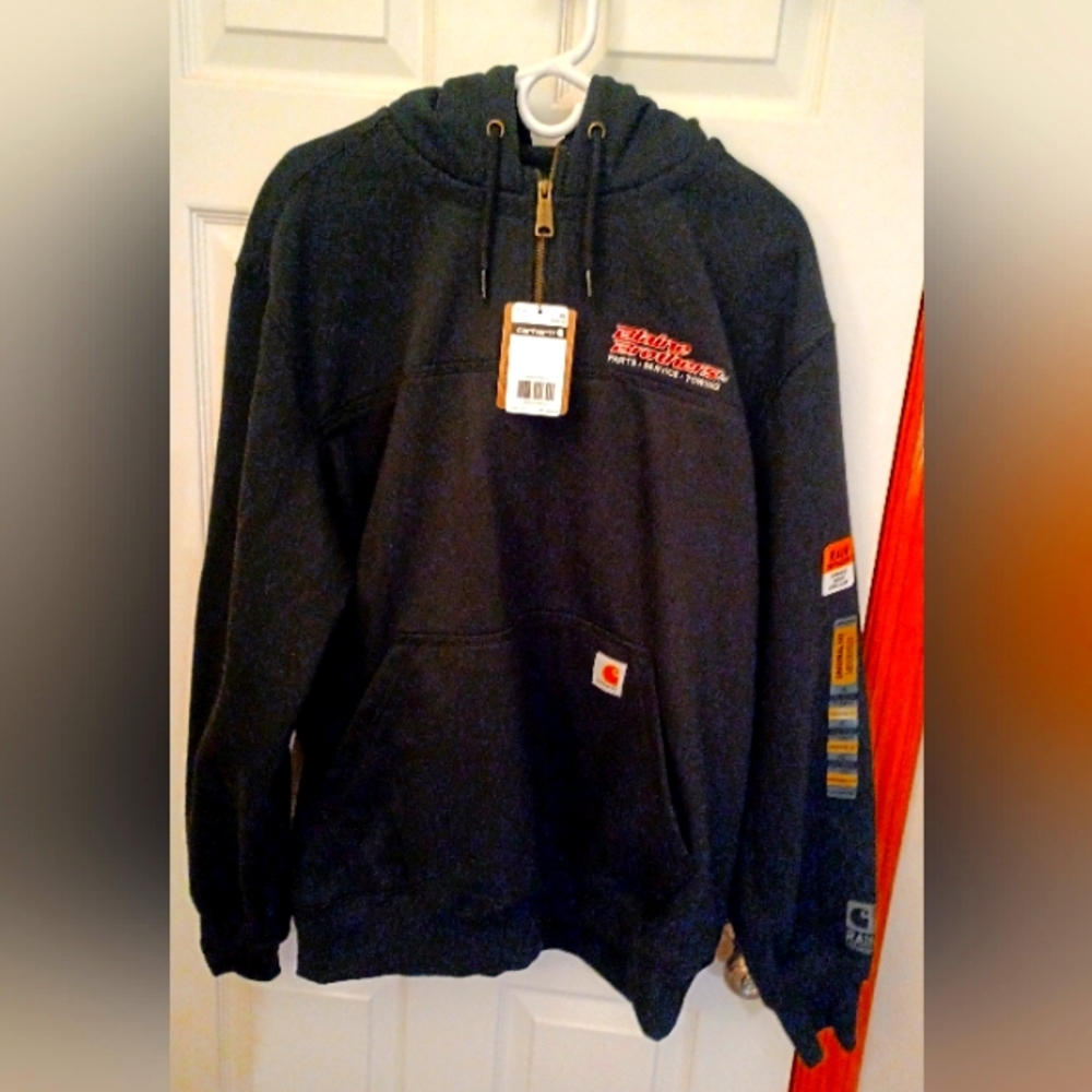 NWT XL Carhartt blk Blaine Bros. quarter zip Winter Hoodie & matching ball cap.